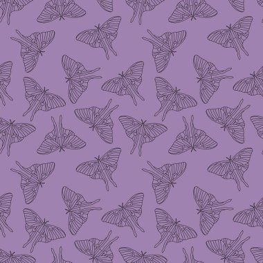 Ay güvesi kumaşlar, ambalaj kağıtları, defterler, yazlık giysiler ve çocuklar için pürüzsüz kelebek deseni. Yüksek kaliteli illüstrasyon
