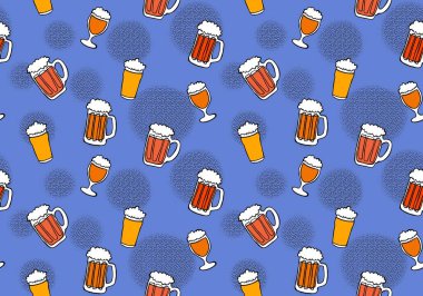 Beer seamless octoberfest pattern for wrapping paper and menu and clothes print and accessories and notebooks and festive. High quality illustration