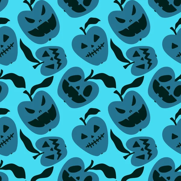 ハロウィン漫画怒っているリンゴの吸血鬼服のシームレスなパターンを印刷し 包装紙や布やノートブックや子供のためのパターン 高品質の写真 — ストック写真