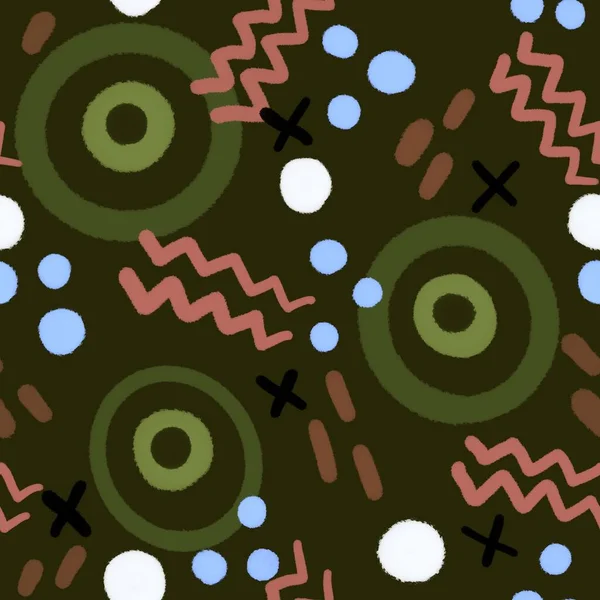 Abstract circle seamless cartoon objects pattern for clothes print and wrapping paper and notebooks and kids and products. High quality illustration