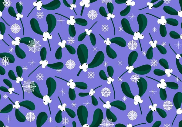 Winter Christmas Seamless Mistletoe Floral Pattern New Year Wrapping Paper — Stockfoto