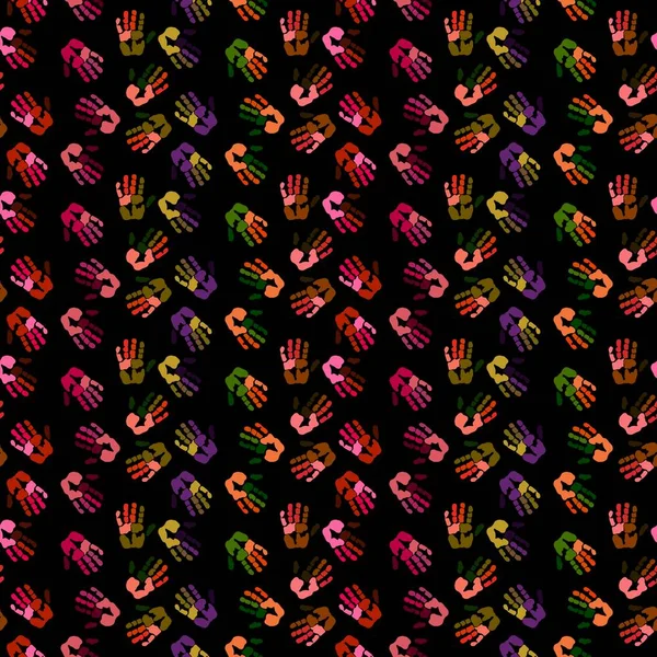Handprint Seamless Team Work Pattern School Fabrics Kids Hobbies Wrapping — Stock Fotó