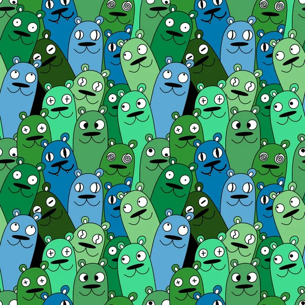 Halloween Seamless Cartoon Bear Monsters Pattern Wrapping Paper Clothes Print — ストック写真