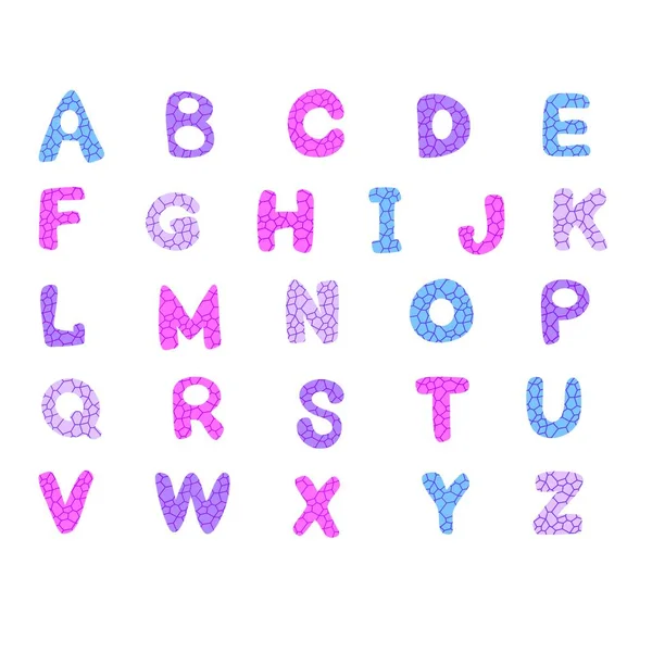 Set English Cartoon Alphabet Stickers Kids School Accessories Notebooks Fabrics — Zdjęcie stockowe