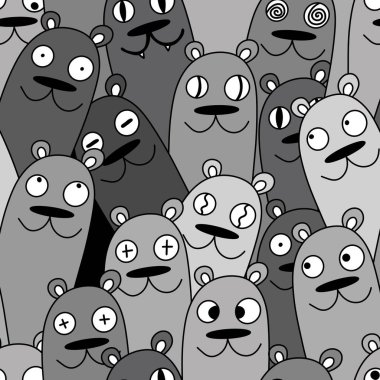 Cadılar Bayramı 'nda kağıt, kıyafet baskısı, kumaş, aksesuar ve çocuklar için kusursuz çizgi film ayı desenleri. Yüksek kaliteli illüstrasyon