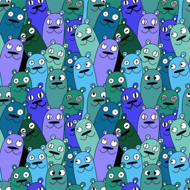 Cadılar Bayramı 'nda kağıt, kıyafet baskısı, kumaş, aksesuar ve çocuklar için kusursuz çizgi film ayı desenleri. Yüksek kaliteli illüstrasyon