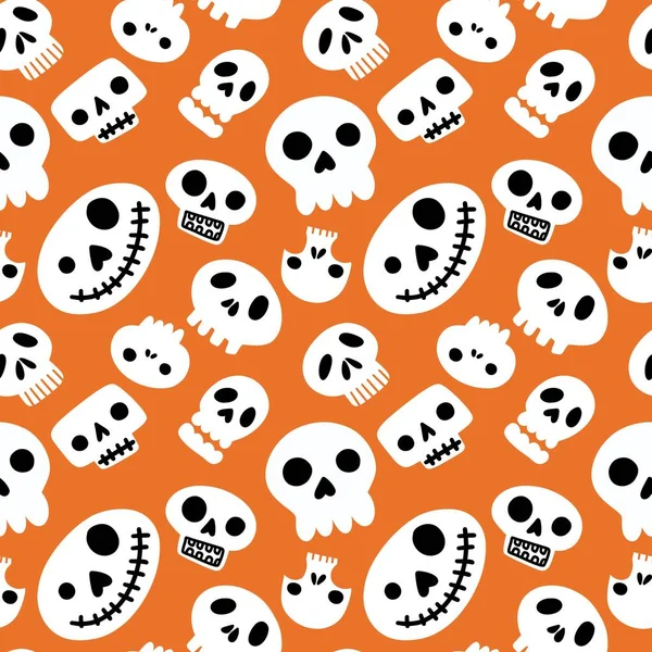 Halloween Seamless Cartoon Sculls Pattern Festive Accessories Wrapping Paper Fabrics — Stock Fotó