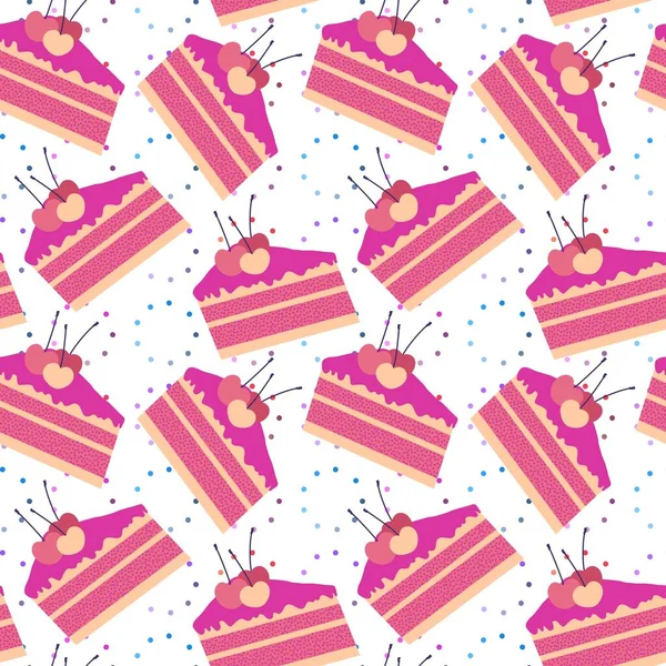 Cartoon seamless cake pattern for wrapping paper and kids and kitchen and summer clothes print and notebooks. High quality photo