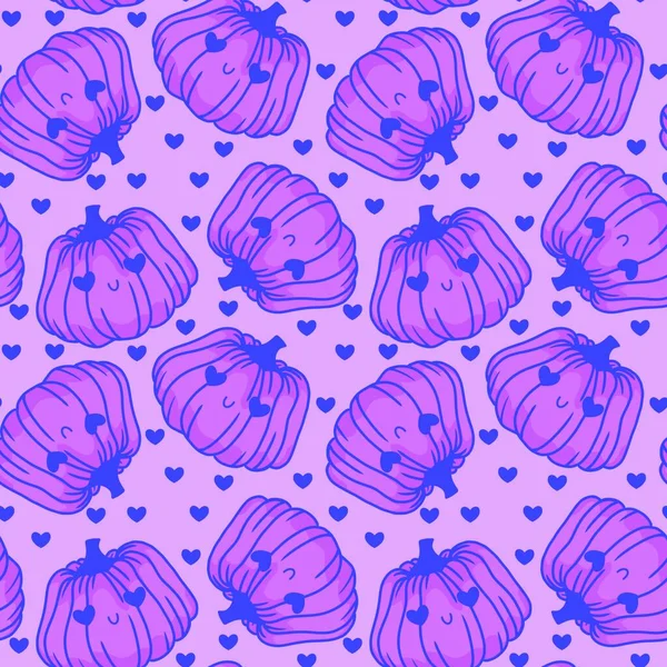 Cute Cartoon Halloween Seamless Kawaii Pumpkins Pattern Kids Wrapping Paper —  Fotos de Stock