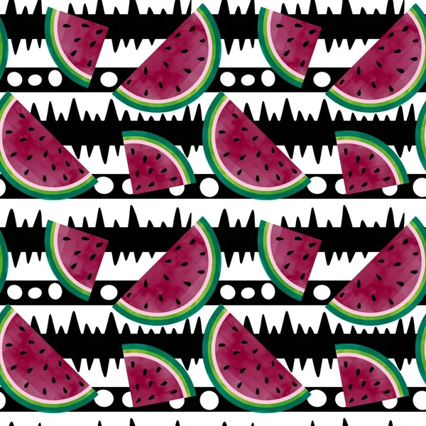 Summer fruit seamless watermelon cartoon slice pattern for clothes print and wrapping paper and fabrics and accessories and notebooks and kids. High quality illustration