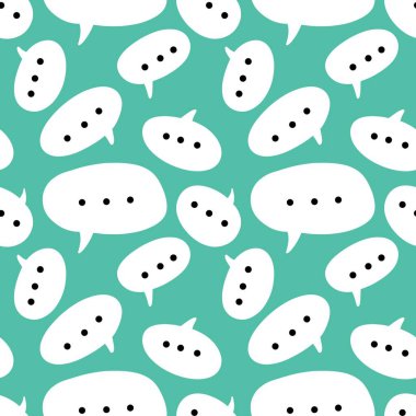 Kağıt, çocuk, kumaş, aksesuar ve kıyafet baskısı için kusursuz metin balonu desenleri. Yüksek kaliteli illüstrasyon