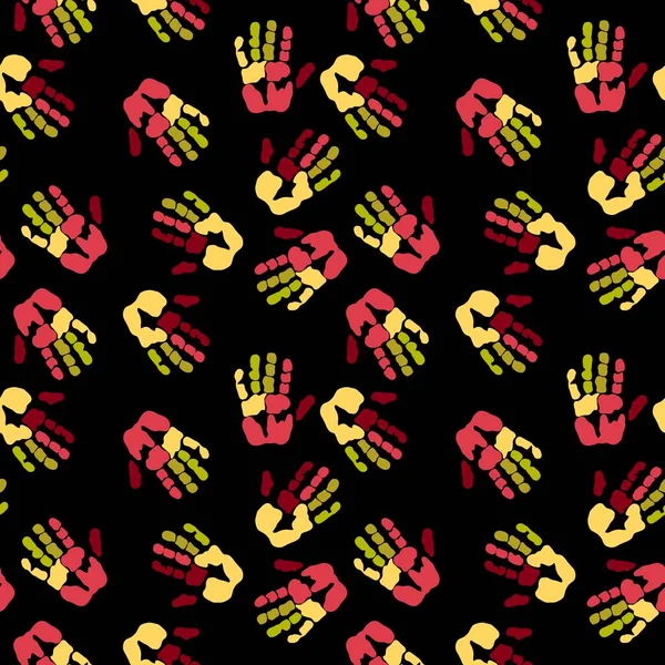 Handprint Seamless Team Work Pattern School Fabrics Kids Hobbies Wrapping — Stockfoto