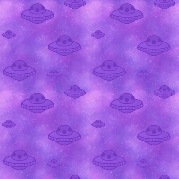 Spaceship Seamless Ufo Pattern Kids Clothes Print Accessories Wrapping Paper — 图库照片