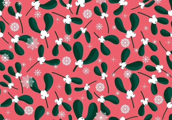 Winter Christmas seamless mistletoe floral pattern for new year wrapping paper and fabrics and kids and notebooks and clothes print. High quality illustration