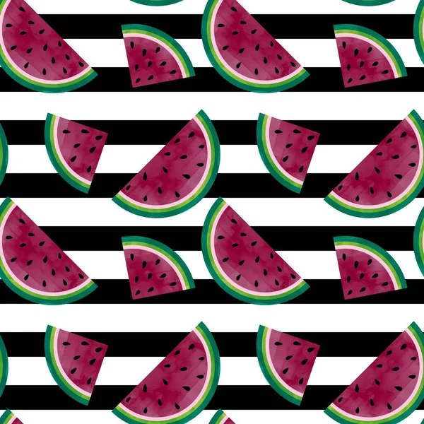 Summer Fruit Seamless Watermelon Cartoon Slice Pattern Clothes Print Wrapping — Stock fotografie