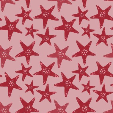 Yaz okyanusu, giysi baskısı, aksesuarlar, çocuklar, kumaşlar ve ambalaj kağıtları için kusursuz deniz yıldızı deseni. Yüksek kaliteli illüstrasyon