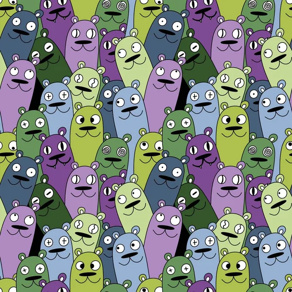 Halloween Seamless Cartoon Bear Monsters Pattern Wrapping Paper Clothes Print — 스톡 사진