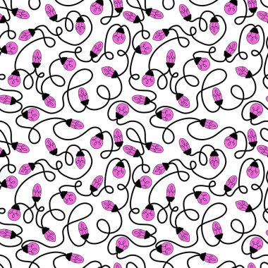 Noel fikri ambalajsız ampul deseni ve çocuklar kumaş, kıyafet baskısı, aksesuarlar ve defterler. Yüksek kaliteli illüstrasyon