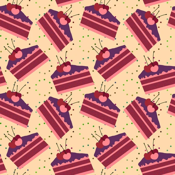 Cartoon seamless cake pattern for wrapping paper and kids and kitchen and summer clothes print and notebooks. High quality photo