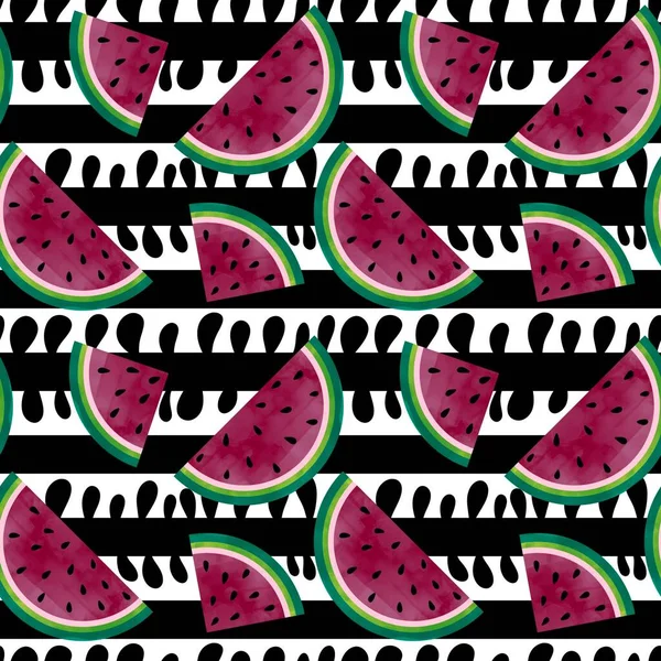 Summer fruit seamless watermelon cartoon slice pattern for clothes print and wrapping paper and fabrics and accessories and notebooks and kids. High quality illustration