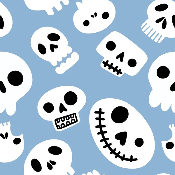 Halloween Seamless Cartoon Sculls Pattern Festive Accessories Wrapping Paper Fabrics — Stok fotoğraf