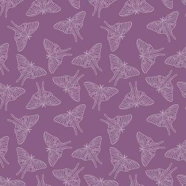 Ay güvesi kumaşlar, ambalaj kağıtları, defterler, yazlık giysiler ve çocuklar için pürüzsüz kelebek deseni. Yüksek kaliteli illüstrasyon