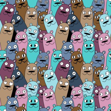 Cadılar Bayramı 'nda kağıt, kıyafet baskısı, kumaş, aksesuar ve çocuklar için kusursuz çizgi film ayı desenleri. Yüksek kaliteli illüstrasyon