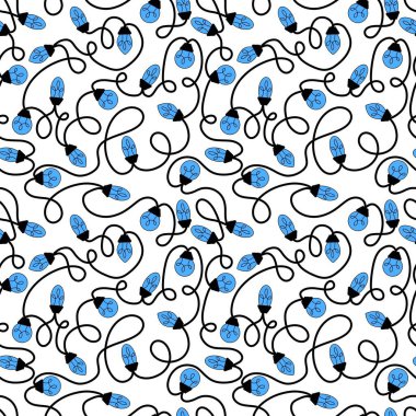 Noel fikri ambalajsız ampul deseni ve çocuklar kumaş, kıyafet baskısı, aksesuarlar ve defterler. Yüksek kaliteli illüstrasyon