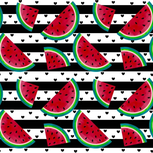 Summer Fruit Seamless Watermelon Cartoon Slice Pattern Clothes Print Wrapping — Stok fotoğraf