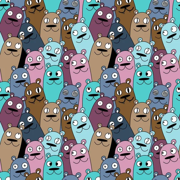 Halloween Seamless Cartoon Bear Monsters Pattern Wrapping Paper Clothes Print — 스톡 사진