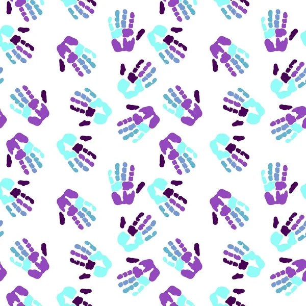 Handprint Seamless Team Work Pattern School Fabrics Kids Hobbies Wrapping — Stock Photo, Image