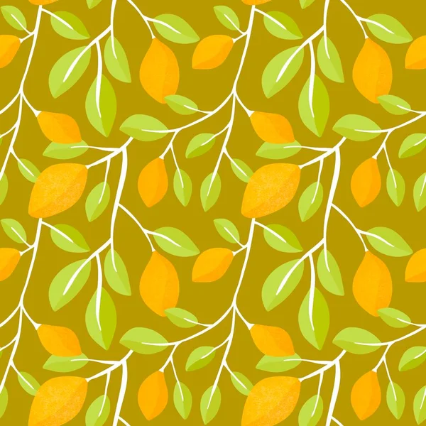 Nyári Citrusfélék Zökkenőmentes Citrom Hagy Mintát Ruhák Nyomtatására Csomagolópapír Notebook — Stock Fotó