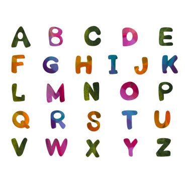 Set English cartoon alphabet for stickers and kids and school accessories and notebooks and fabrics and wrapping paper. High quality illustration