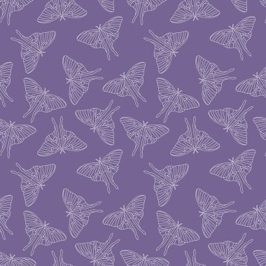 Ay güvesi kumaşlar, ambalaj kağıtları, defterler, yazlık giysiler ve çocuklar için pürüzsüz kelebek deseni. Yüksek kaliteli illüstrasyon