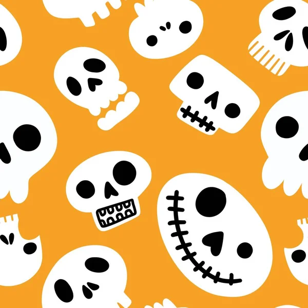 Halloween Seamless Cartoon Sculls Pattern Festive Accessories Wrapping Paper Fabrics — Stockfoto