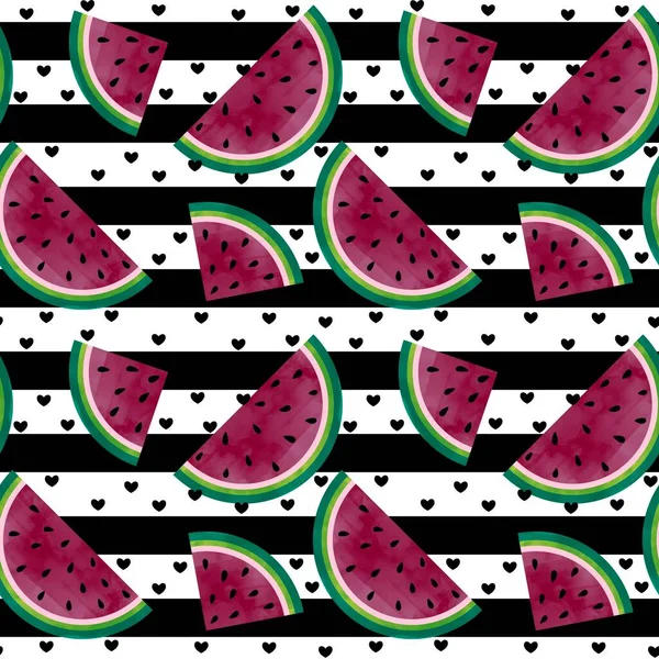 Summer Fruit Seamless Watermelon Cartoon Slice Pattern Clothes Print Wrapping — Stockfoto