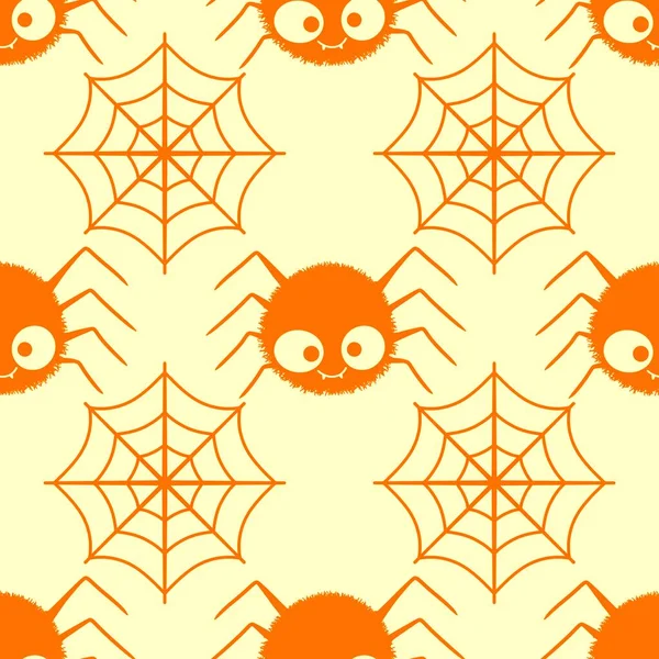 Cartoon Halloween seamless spider pattern for wrapping paper and clothes print and kids and festive and accessories and notebooks. High quality illustration