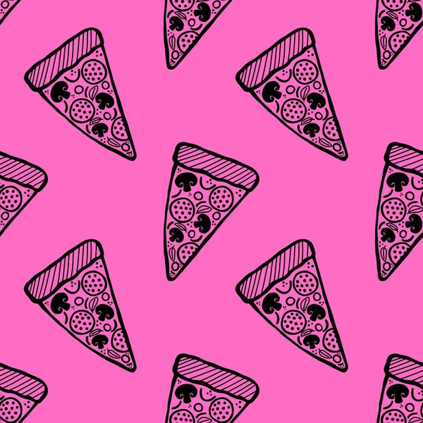 Cartoon Pizza Naadloos Voedsel Menu Patroon Voor Stoffen Inpakpapier Kleding — Stockfoto