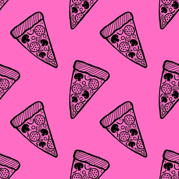 Cartoon Pizza Seamless Food Menu Pattern Fabrics Wrapping Paper Clothes — 스톡 사진