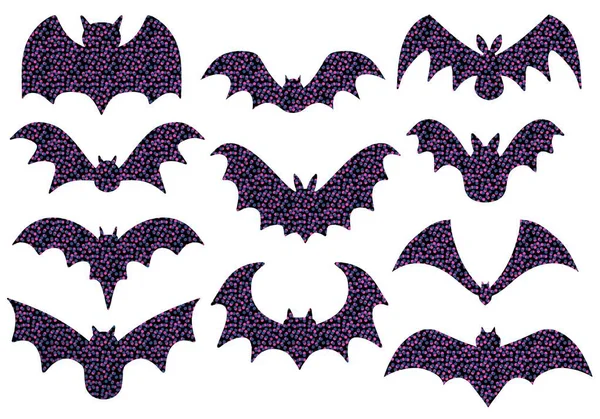 Set Met Halloween Vleermuizen Voor Stickers Kaarten Geschenken Stoffen Hobby — Stockfoto