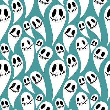 Sonbahar Cadılar Bayramı kumaşlar, ambalaj kağıtları, kıyafet baskıları ve çocuklar için kusursuz çizgi roman deseni. Yüksek kaliteli illüstrasyon