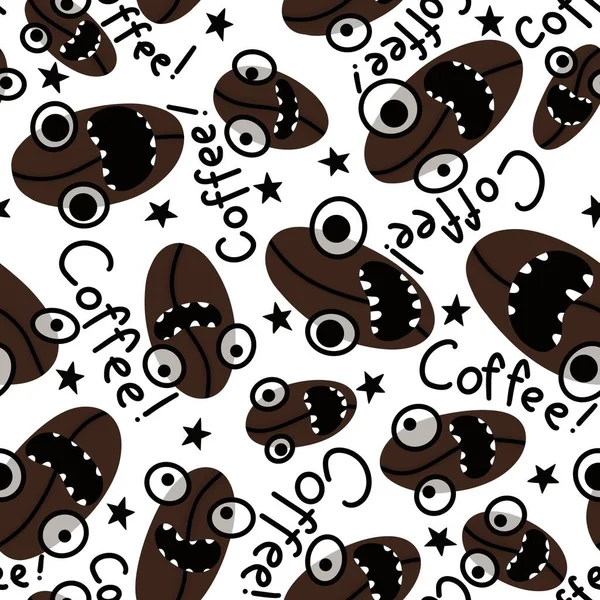 Cartoon breakfast seamless coffee character pattern for clothes print and wrapping paper and menu and shops and accessories and notebooks. High quality illustration