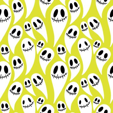 Sonbahar Cadılar Bayramı kumaşlar, ambalaj kağıtları, kıyafet baskıları ve çocuklar için kusursuz çizgi roman deseni. Yüksek kaliteli illüstrasyon