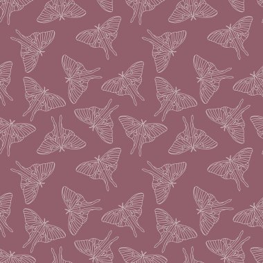 Ay güvesi kumaşlar, ambalaj kağıtları, defterler, yazlık giysiler ve çocuklar için pürüzsüz kelebek deseni. Yüksek kaliteli illüstrasyon