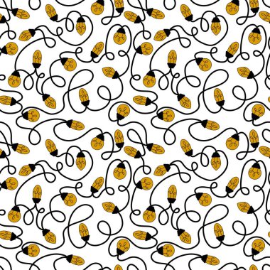 Noel fikri ambalajsız ampul deseni ve çocuklar kumaş, kıyafet baskısı, aksesuarlar ve defterler. Yüksek kaliteli illüstrasyon