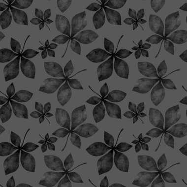 Sonbahar dikişsiz kestane yaprakları kumaşlar, ambalaj kağıtları, kıyafet baskıları ve çocuklar için desen oluşturuyor. Yüksek kaliteli illüstrasyon