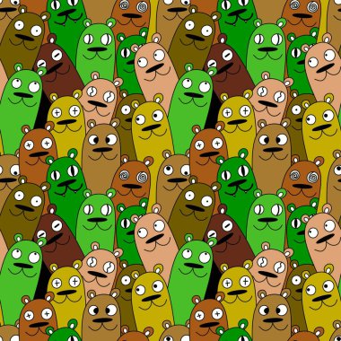 Cadılar Bayramı 'nda kağıt, kıyafet baskısı, kumaş, aksesuar ve çocuklar için kusursuz çizgi film ayı desenleri. Yüksek kaliteli illüstrasyon