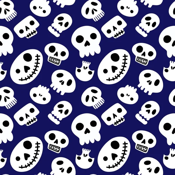 Halloween Seamless Cartoon Sculls Pattern Festive Accessories Wrapping Paper Fabrics — Stockfoto