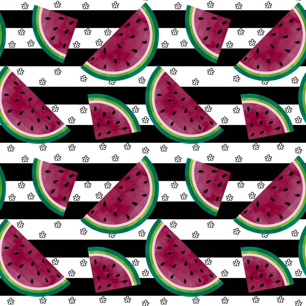 Summer Fruit Seamless Watermelon Cartoon Slice Pattern Clothes Print Wrapping — Stockfoto