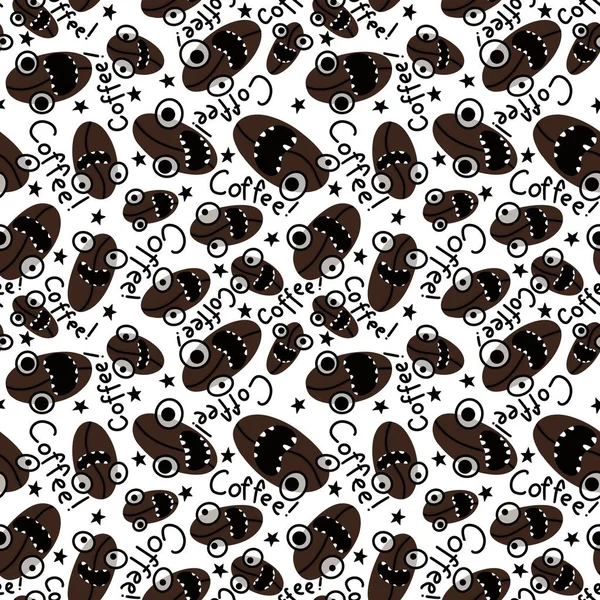 Cartoon breakfast seamless coffee character pattern for clothes print and wrapping paper and menu and shops and accessories and notebooks. High quality illustration